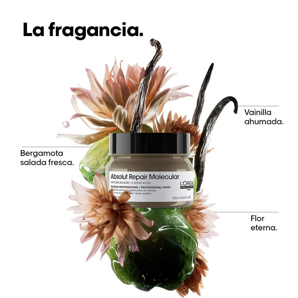 L'Oréal Professionnel Absolut Repair Molecular Mascarilla Reparadora 500 ml Tratamiento Profesional para Cabello Dañado