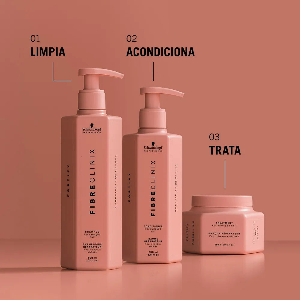 Schwarzkopf Professional Fibre Clinix Fortify Shampoo 300 ml Shampoo Fortalecedor para Cabello Dañado y Quebradizo
