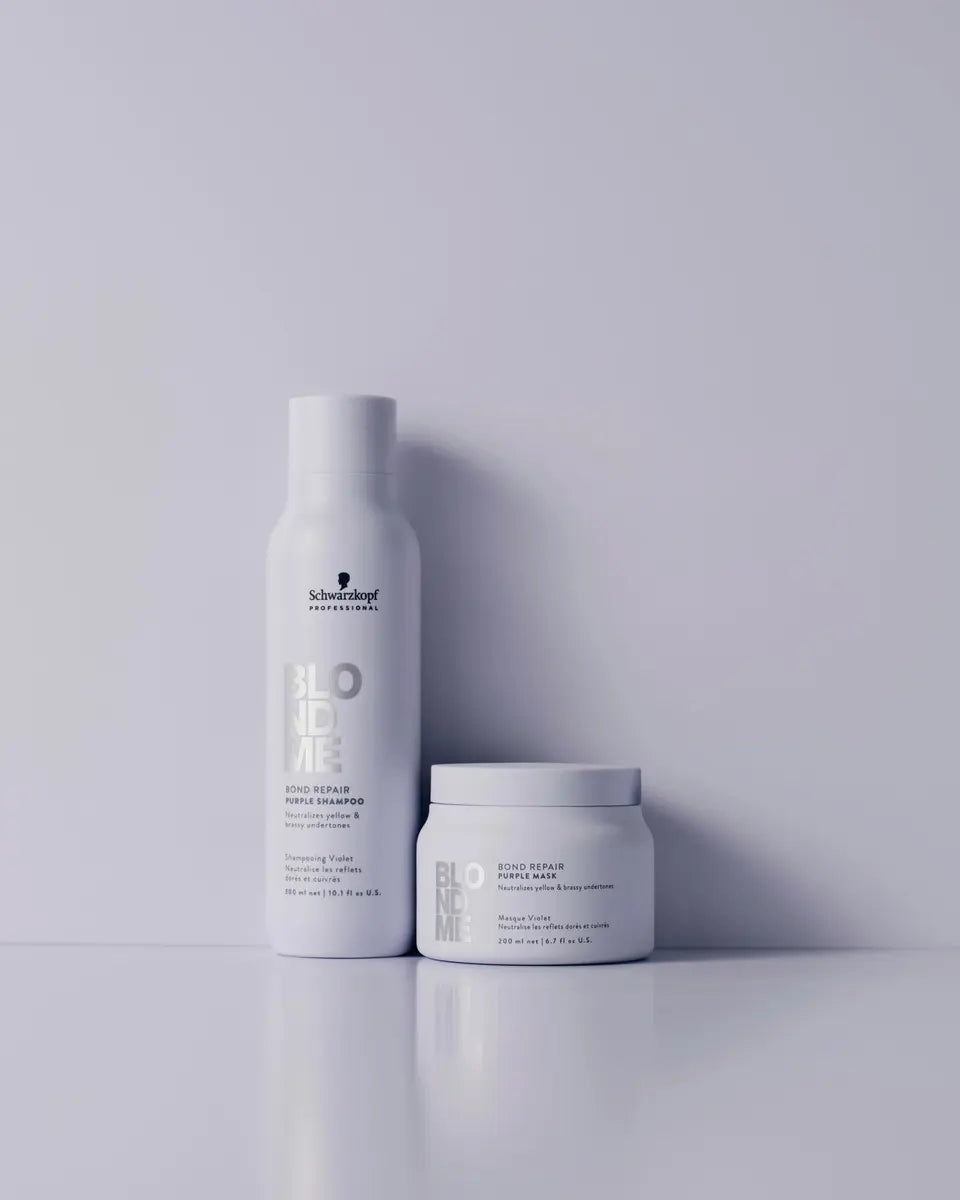 Schwarzkopf Professional BlondMe Bond Repair Purple Mask 200 ml Mascarilla Matizante para Cabello Rubio, Decolorado y con Mechas