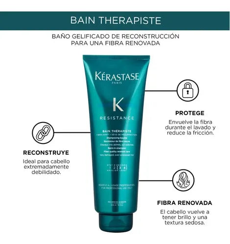 Kérastase Resistance Bain Thérapiste 450 ml Shampoo Reparador para Cabello Muy Dañado y Sobreprocesado