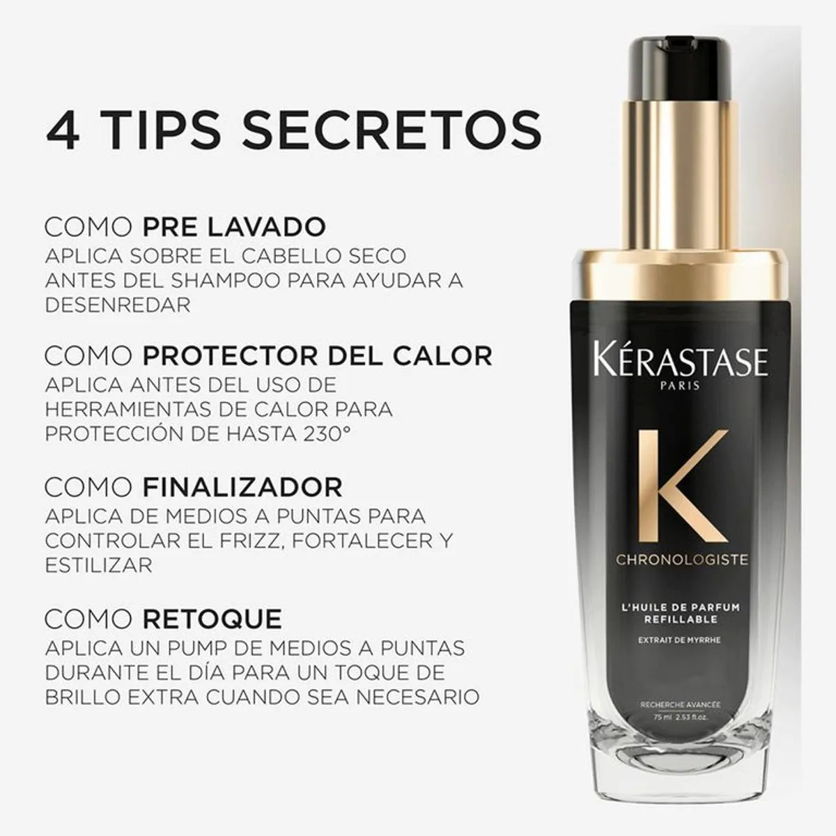 Kérastase Chronologiste Recarga L'Huile de Parfum Recarga de Aceite Capilar Perfumado Antiedad para Todo Tipo de Cabello