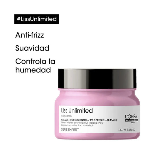 L'Oréal Professionnel Liss Unlimited Mascarilla 250 ml Mascarilla Antifrizz para Cabello Rebelde y Encrespado