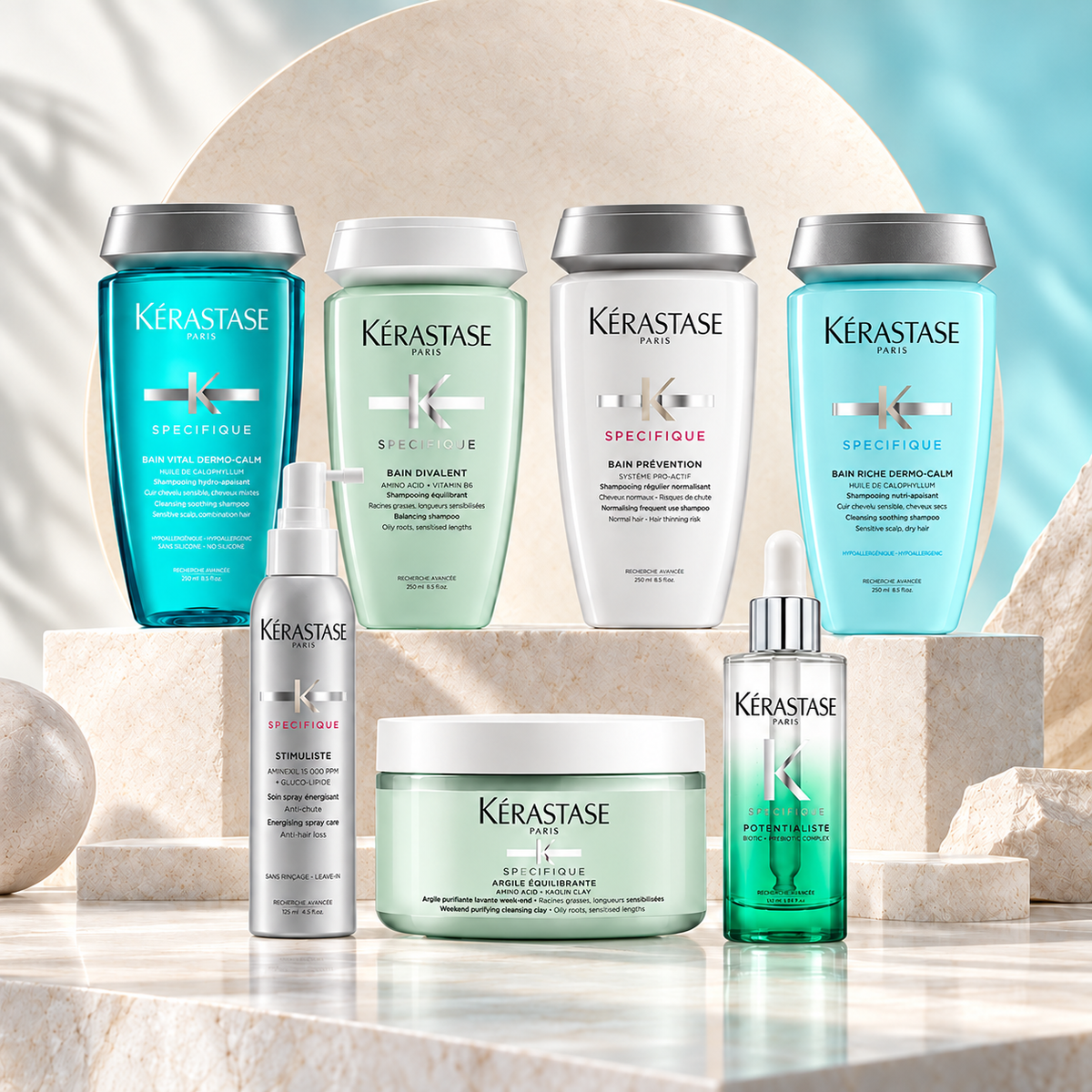Shampoo Kérastase Spécifique Bain Riche Dermo-Calm para cabello seco que busca suavidad, hidratación y brillo.