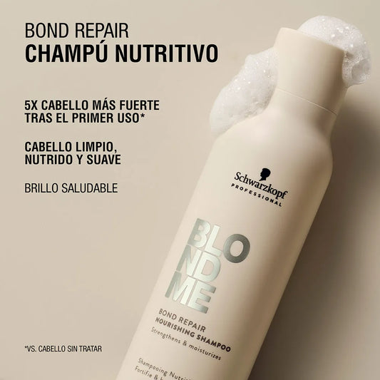 Schwarzkopf Professional BlondMe Bond Repair Nourishing Shampoo 300 ml Shampoo Nutritivo Reparador para Cabello Rubio