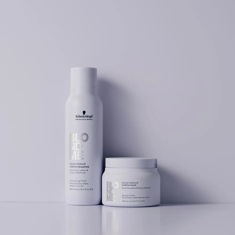 Schwarzkopf Professional BlondMe Bond Repair Purple Shampoo 300 ml Shampoo Matizante para Cabello Rubio, Decolado y con Mechas