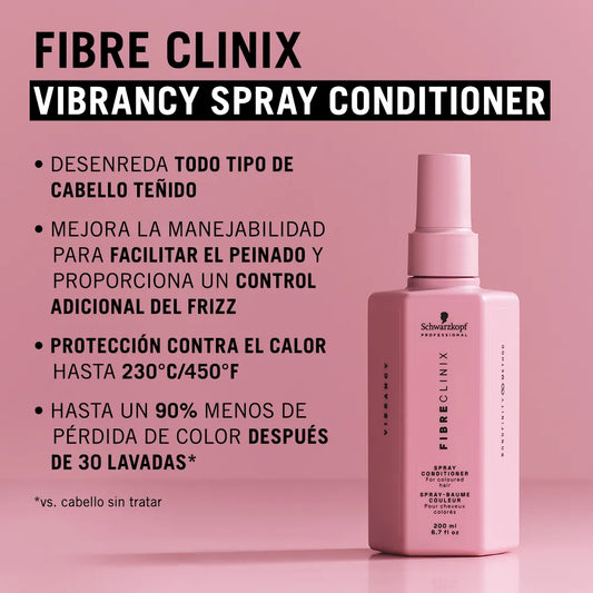 Schwarzkopf Professional Fibre Clinix Vibrancy Spray Conditioner 200 ml Acondicionador en Spray Protector del Color sin Enjuague para Cabello Teñido