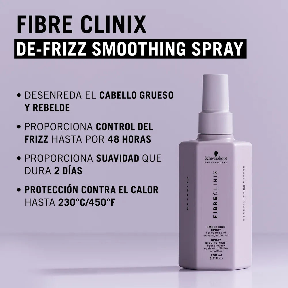 Schwarzkopf Professional Fibre Clinix De-Frizz  Spray 200 ml Spray Suavizante Antifrizz sin Enjuague