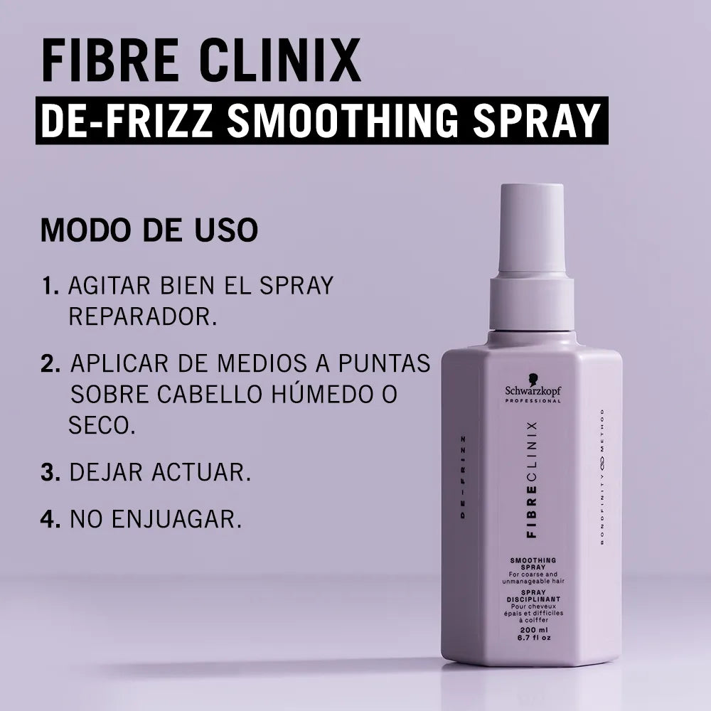 Schwarzkopf Professional Fibre Clinix De-Frizz  Spray 200 ml Spray Suavizante Antifrizz sin Enjuague