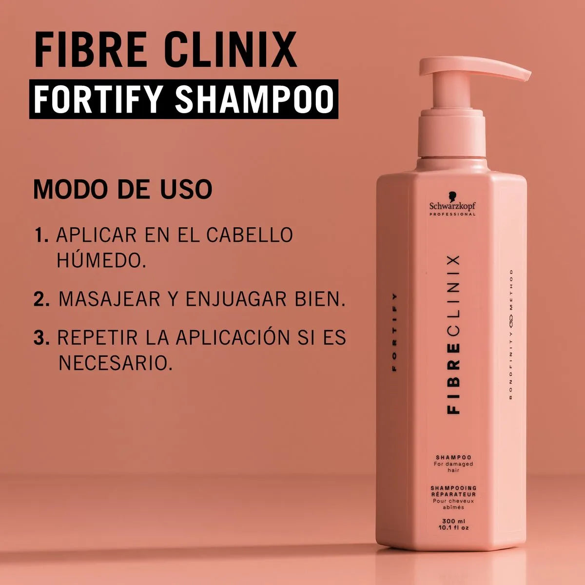 Schwarzkopf Professional Fibre Clinix Fortify Shampoo 300 ml Shampoo Fortalecedor para Cabello Dañado y Quebradizo