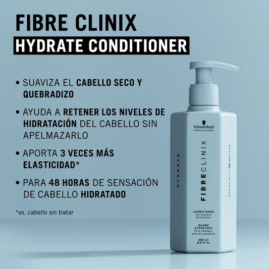 Schwarzkopf Professional Fibre Clinix Hydrate Conditioner 250 ml Acondicionador Hidratante para Cabello Seco y Deshidratado