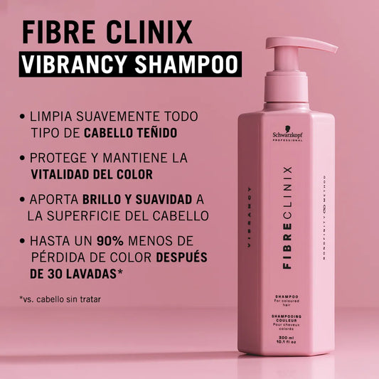 Schwarzkopf Professional Fibre Clinix Vibrancy Shampoo 300 ml Shampoo Protector del Color para Cabello Teñido