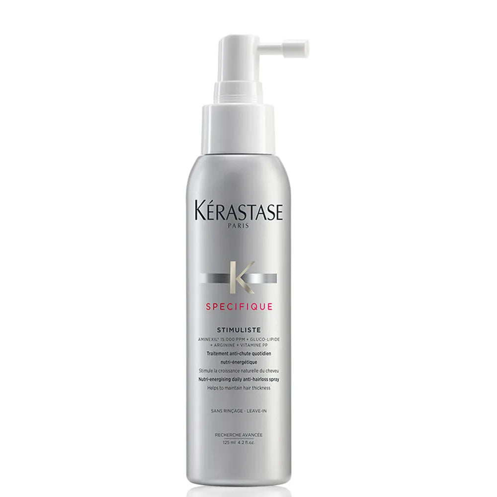 Spray Kérastase Sérum Stimuliste para fortalecer el cabello y mejorar su apariencia de densidad.