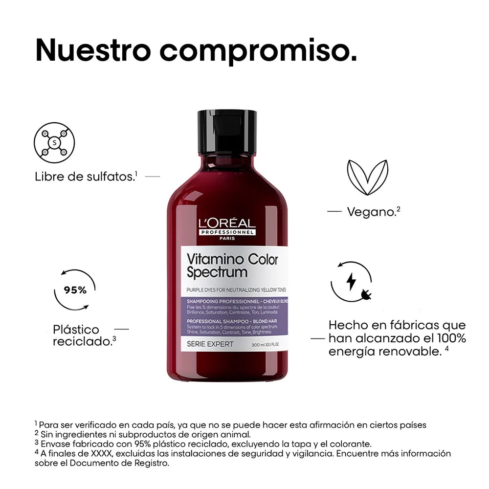 L'Oréal Professionnel Vitamino Color Spectrum Purple Shampoo 300 ml Shampoo Matizador para Cabello Rubio, Decolorado y con Mechas