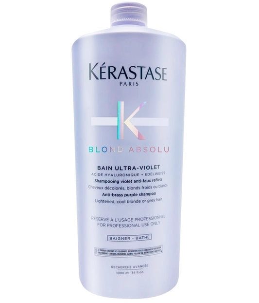 Kérastase Blond Absolu Bain Ultra-Violet 1000 ml Shampoo Matizador para Cabello Rubio, Gris y Decolorado
