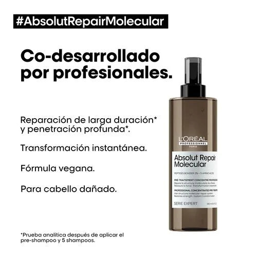 L'Oréal Professionnel Absolut Repair Molecular Pretratamiento Reparador 190 ml Tratamiento Intensivo para Cabello Dañado
