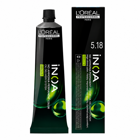 L’Oréal Professionnel INOA 5.18 – Castaño Claro Ceniza Moca Coloración Sin Amoníaco 60 g