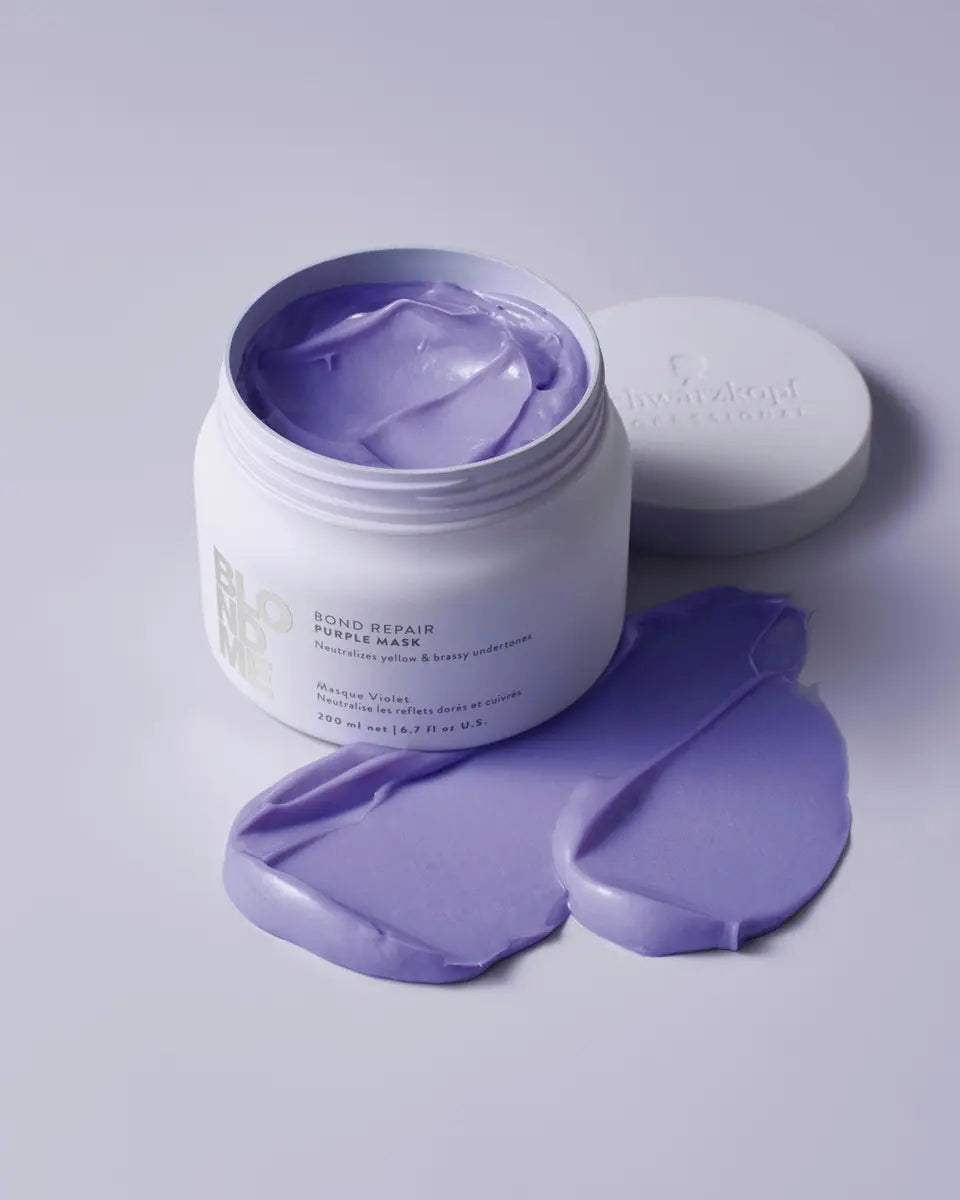 Schwarzkopf Professional BlondMe Bond Repair Purple Mask 200 ml Mascarilla Matizante para Cabello Rubio, Decolorado y con Mechas