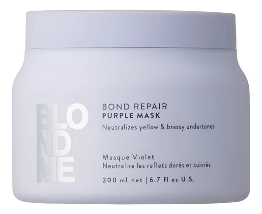 Schwarzkopf Professional BlondMe Bond Repair Purple Mask 200 ml Mascarilla Matizante para Cabello Rubio, Decolorado y con Mechas