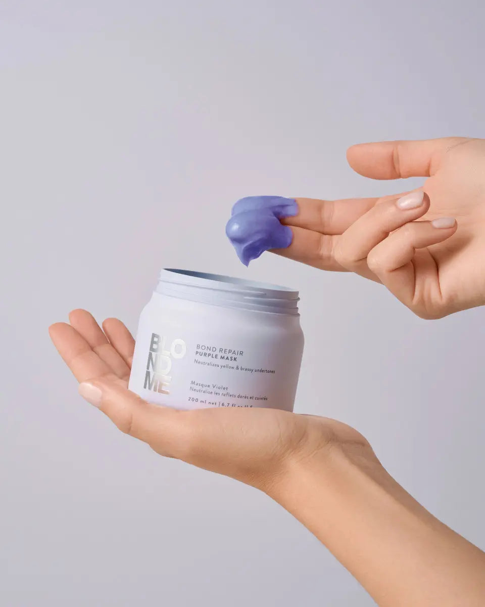 Schwarzkopf Professional BlondMe Bond Repair Purple Mask 200 ml Mascarilla Matizante para Cabello Rubio, Decolorado y con Mechas