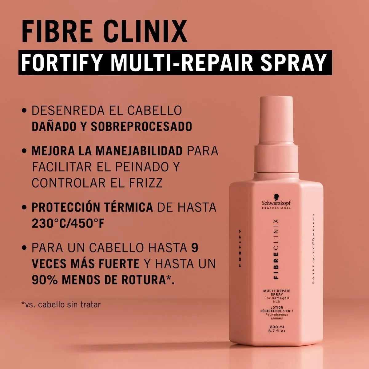 Schwarzkopf Professional Fibre Clinix Fortify Spray Conditioner 200 ml Acondicionador en Spray Fortalecedor sin Enjuague para Cabello Dañado y Quebradizo