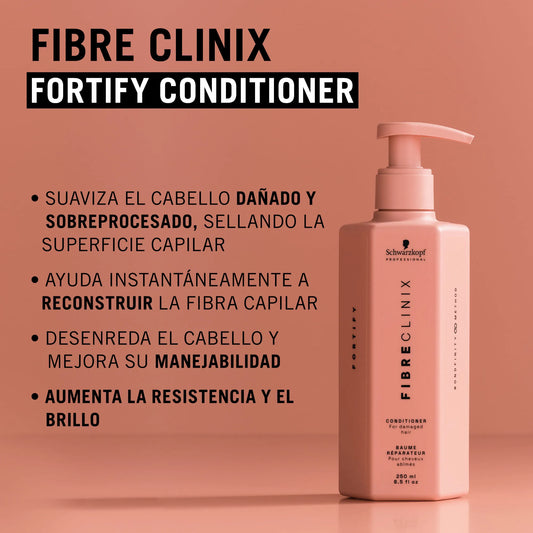 Schwarzkopf Professional Fibre Clinix Fortify Conditioner 250 ml Acondicionador Fortalecedor para Cabello Dañado y Quebradizo