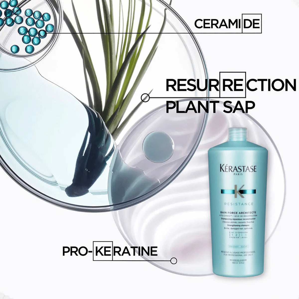 Kérastase Resistance Bain Force Architecte 1000 ml Shampoo Reconstructor para Cabello Dañado y Quebradizo