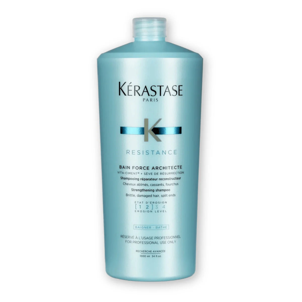 Kérastase Resistance Bain Force Architecte 1000 ml Shampoo Reconstructor para Cabello Dañado y Quebradizo