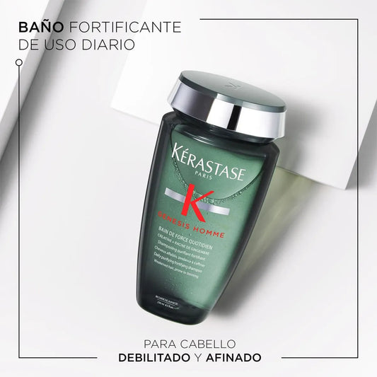 Kérastase Genesis Homme Bain de Force Quotidien Shampoo Fortalecedor para Hombre con Cabello Debilitado