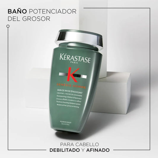 Kérastase Genesis Homme Bain de Masse Épaississant Shampoo Densificador para Hombre con Cabello Fino