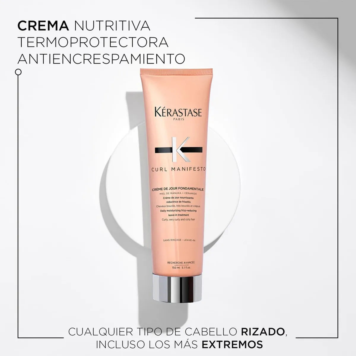 Kérastase Curl Manifesto Crème De Jour Fondamentale Crema Hidratante Sin Enjuague para Cabello Ondulado, Rizado y Afro