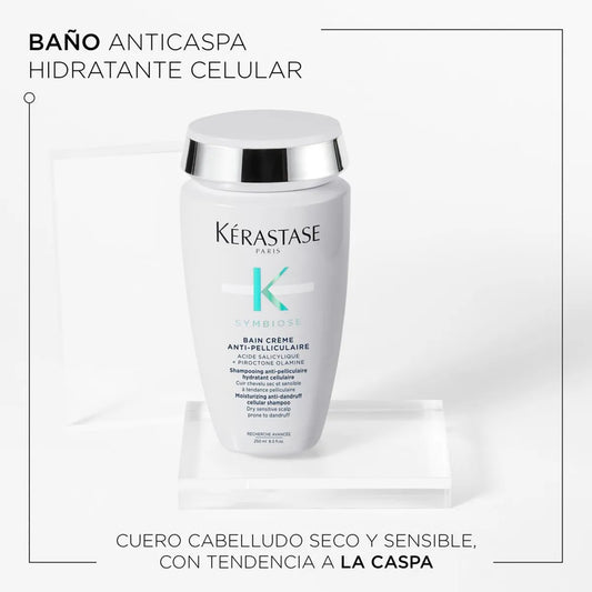 Kérastase Symbiose Bain Crème Anti-Pelliculaire Shampoo Cremoso Anticaspa Hidratante para Cuero Cabelludo Seco y Sensible