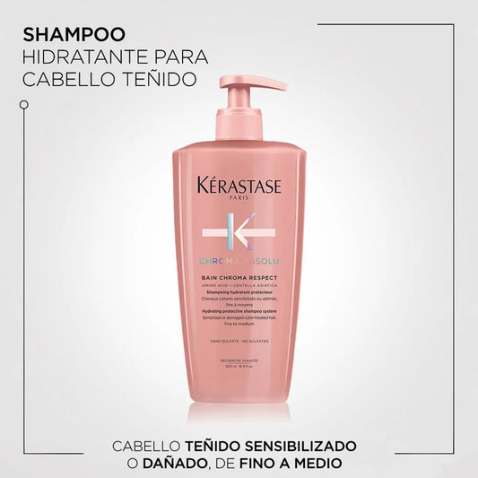 Kérastase Chroma Absolu Bain Chroma Respect 500 ml Shampoo Protector para Cabello Teñido y Sensibilizado
