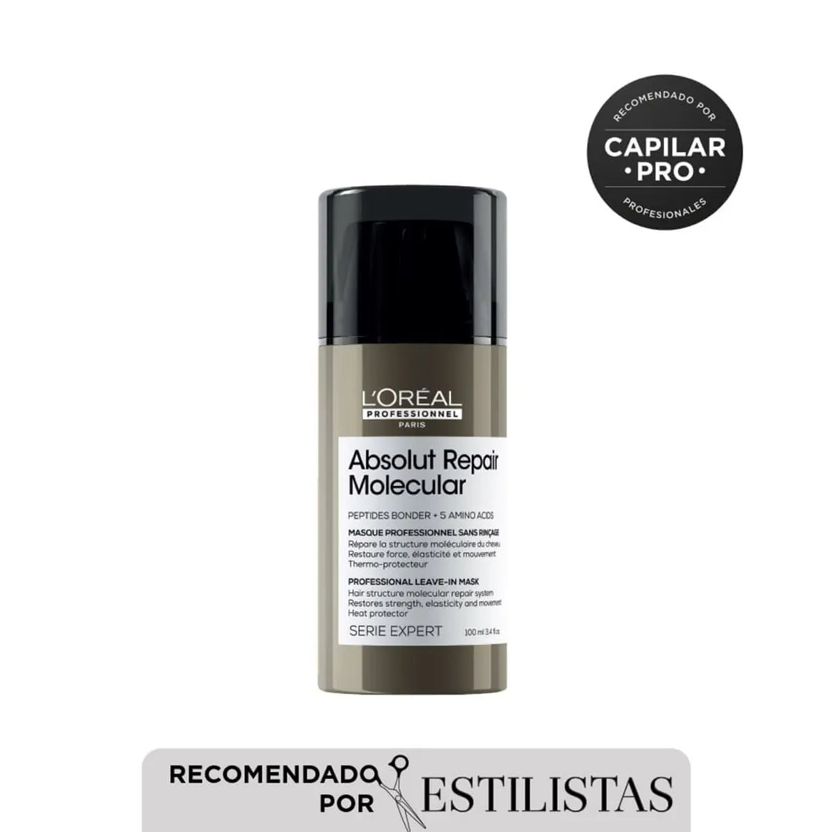 L'Oréal Professionnel Absolut Repair Molecular Mascarilla Leave-In 100 ml Tratamiento Reparador Sin Enjuague para Cabello Dañado