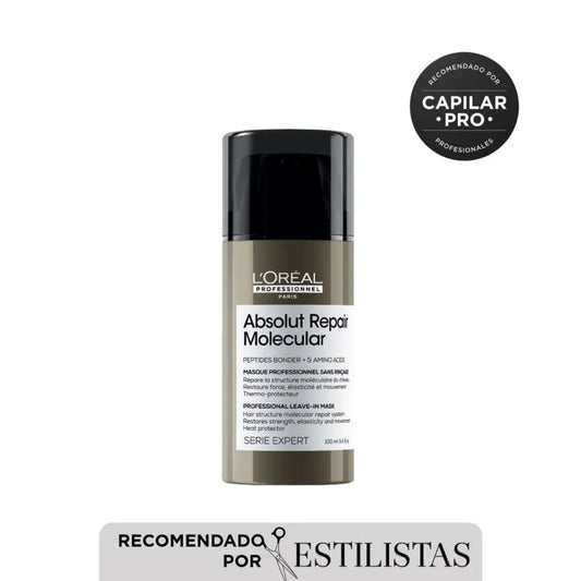 L'Oréal Professionnel Absolut Repair Molecular Mascarilla Leave-In 100 ml Tratamiento Reparador Sin Enjuague para Cabello Dañado