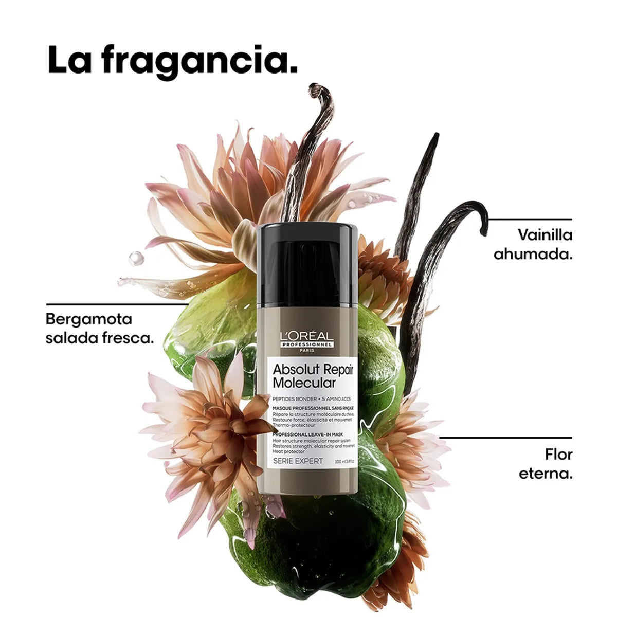 L'Oréal Professionnel Absolut Repair Molecular Mascarilla Leave-In 100 ml Tratamiento Reparador Sin Enjuague para Cabello Dañado