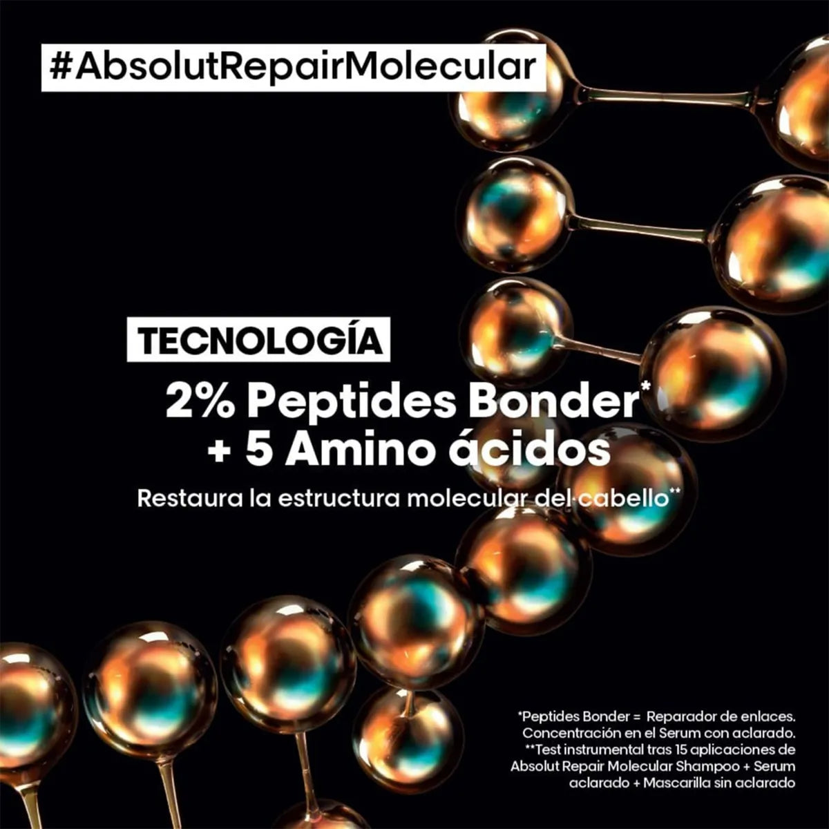 L'Oréal Professionnel Absolut Repair Molecular Sérum con Enjuague 250 ml Tratamiento Reparador para Cabello Dañado