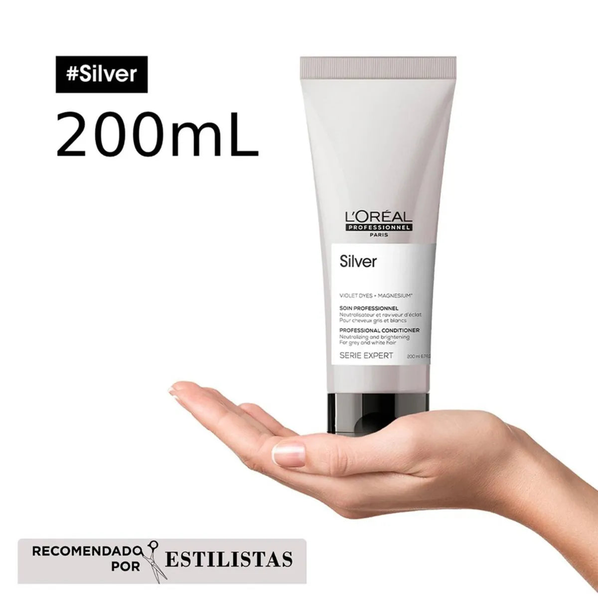 L'Oréal Professionnel Silver Acondicionador 200 ml Acondicionador Matizador para Cabello Gris, Blanco y Rubio