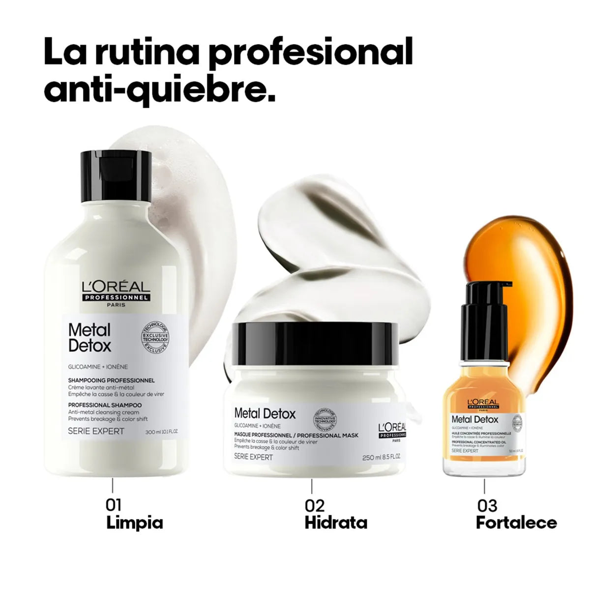 L'Oréal Professionnel Metal Detox Sérum Concentrado 50 ml Sérum Protector para Cabello Teñido y Decolorado