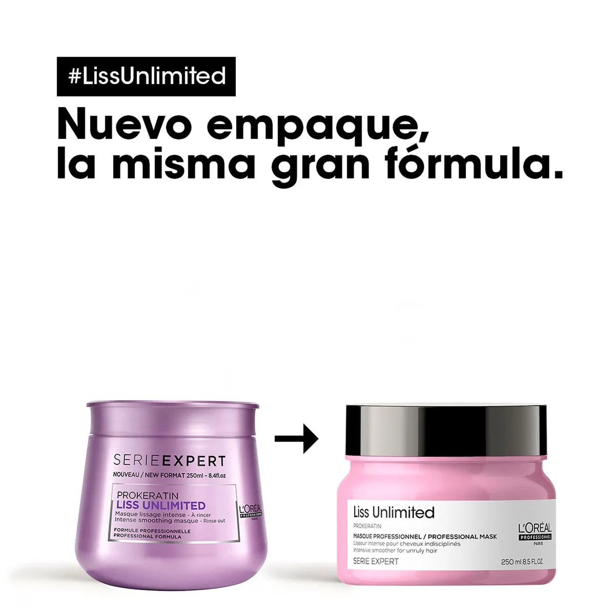 L'Oréal Professionnel Liss Unlimited Mascarilla 250 ml Mascarilla Antifrizz para Cabello Rebelde y Encrespado