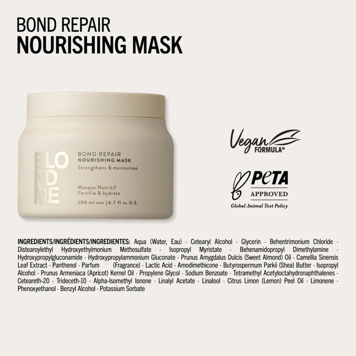 Schwarzkopf Professional BlondMe Bond Repair Nourishing Mask 200 ml Mascarilla Nutritiva Reparadora para Cabello Rubio