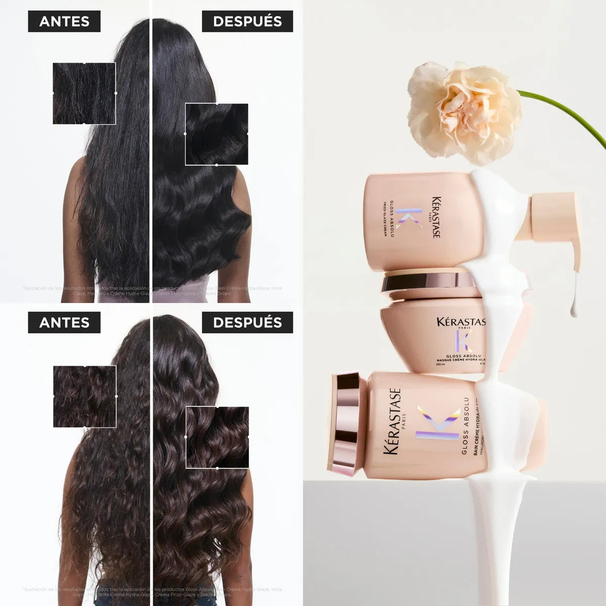 Kérastase Gloss Absolu Bain Crème Hydra-Glaze Shampoo Hidratante Antifrizz